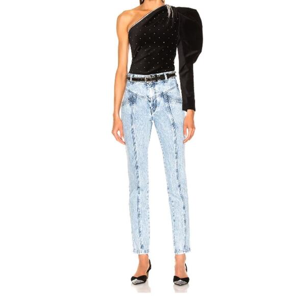 Isabel Marant NWOT Lorricka Acid Wash Jeans Mid Rise Skinny Cotton US Size 10 - Picture 1 of 14